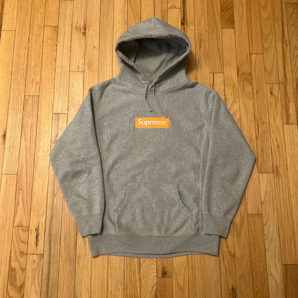 Supreme FW17 Box Logo Hoodie Heather Grey/Orange